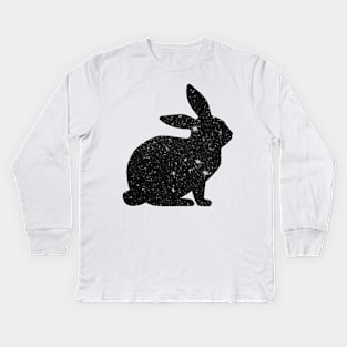 Black Faux Glitter Easter Bunny Kids Long Sleeve T-Shirt